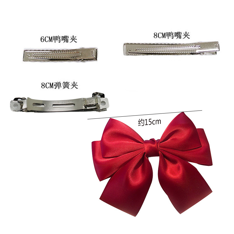 纯手工缎带蝴蝶结发夹女韩国弹簧夹马尾后脑勺扎头发夹子头饰