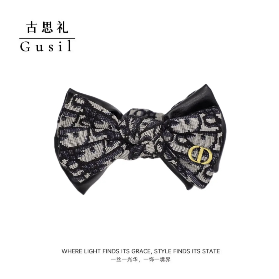 韩版11cm东大门黑白蝴蝶结香蕉夹2025新款发夹气质优雅马尾夹子女