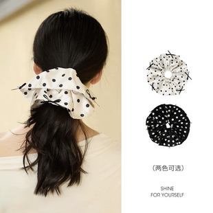 波点大肠发圈甜美百搭时尚复古法式皮筋优雅温柔少女显脸小女发圈