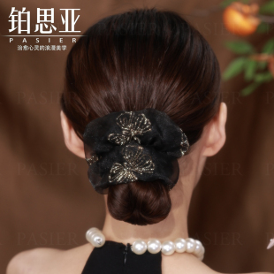 高级感蝴蝶飞飞亮闪闪轻奢气质优雅大肠发圈女2025新款头绳铂思亚