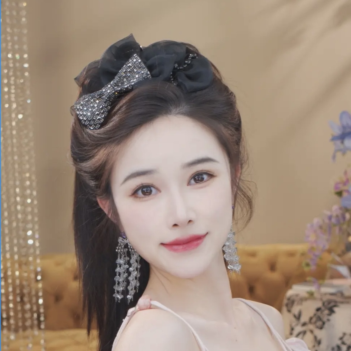 高级感蝴蝶结流苏发夹13公分抓夹后脑勺盘发器鲨鱼夹洋气百搭头饰