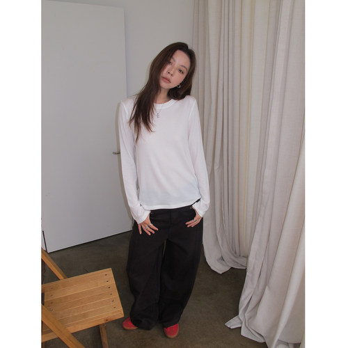 深灰天丝打底T恤修身显瘦