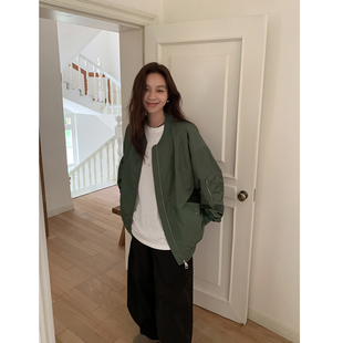 SIXI四喜家 经典复古飞行员夹克女秋宽松休闲Cleanfit棒球服外套