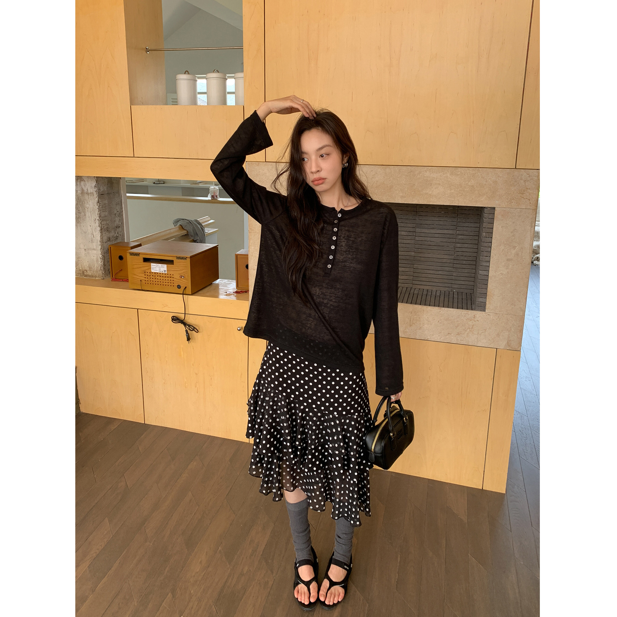 SIXI四喜家 曼妙俏皮 不规则波点半身裙女夏甜酷风叠穿搭配半裙