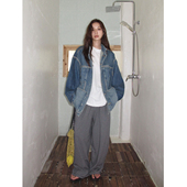 SIXI四喜家 不常规反穿牛仔外套女秋宽松复古重磅夹克 反转牛仔