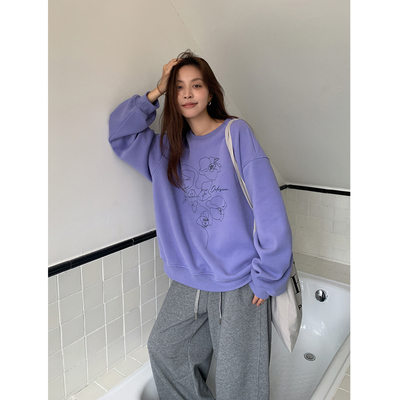 塞尚画笔圆领套头印花卫衣