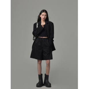 很细节 女阔腿中缝短裤 五分裤 裤 廓形裁剪西装 SIXI四喜家春夏