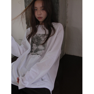 T恤女秋冬宽松内搭打底衫 复古胶片印花长袖 怀旧记忆 SIXI四喜家