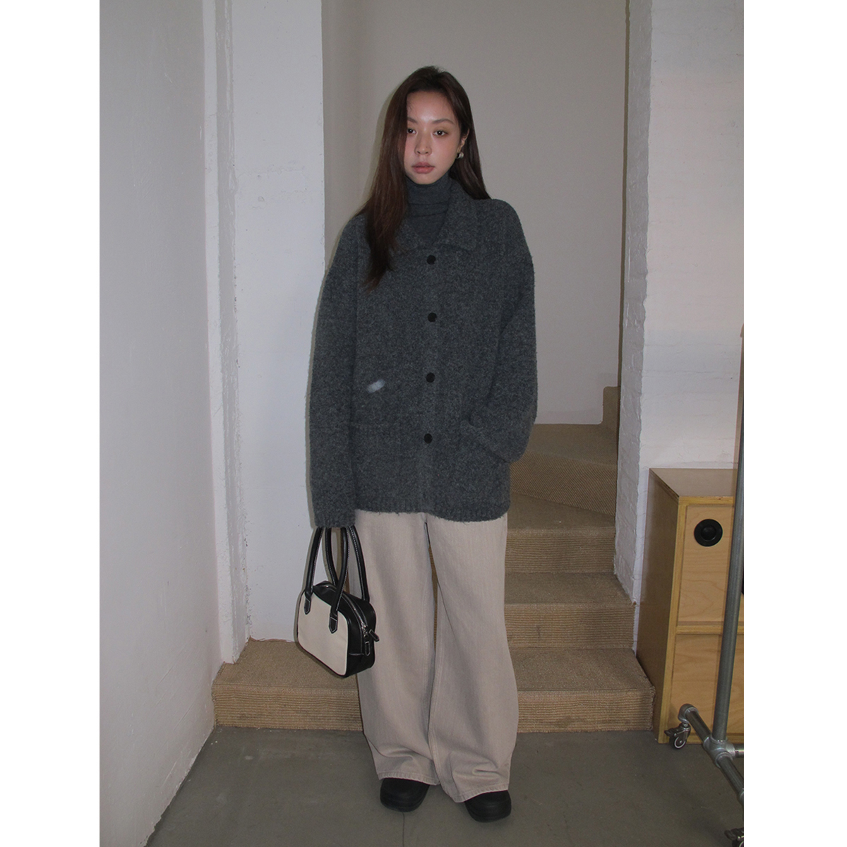 软糯翻领毛衣开衫女秋冬加厚