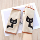 秋冬新品 女士可爱猫咪德绒加绒加厚半露指触屏开车打写字保暖手套