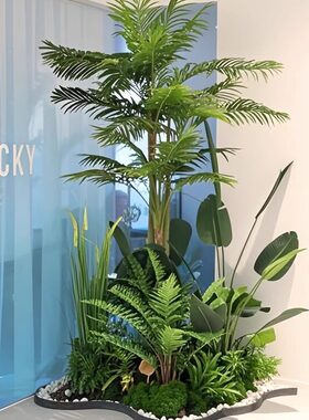 假绿植造景景观组合高端轻奢摆件楼梯下高级感仿生植物落地盆栽树