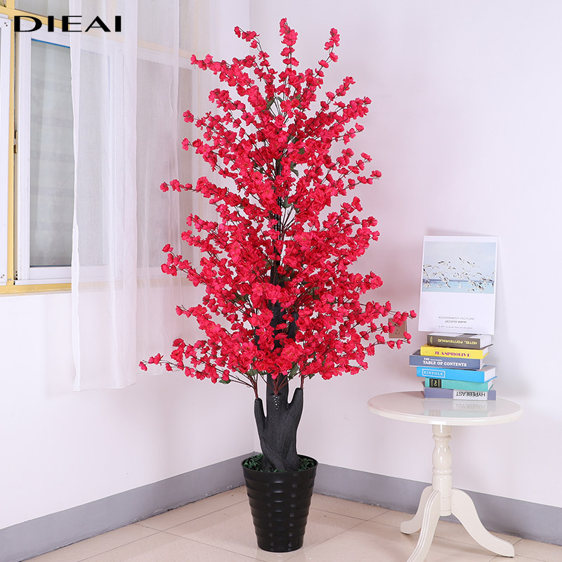 仿真花桃花树梅花树客厅室内大型落地盆栽造景假桃花树装饰假花树