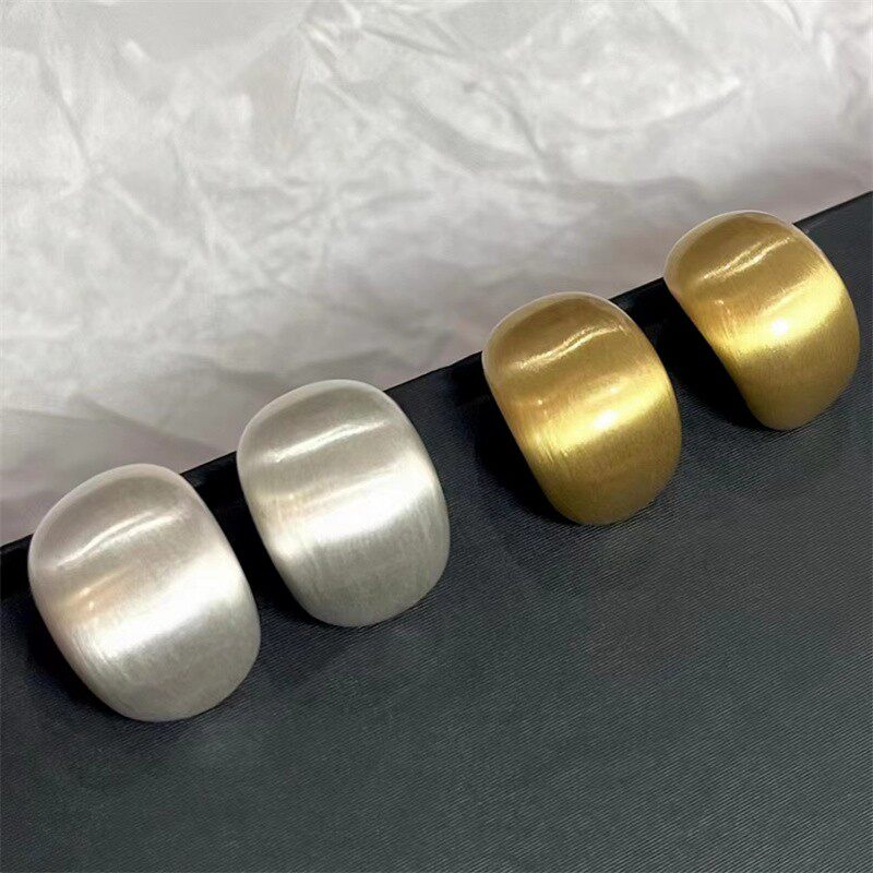 韩国【设计师】S925银针铜合金耳饰欧美磨砂拉丝金豆豆耳钉耳饰