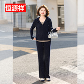 恒源祥女装 直筒裤 连帽休闲两件套中年妈妈装 卫衣气质显瘦运动套装
