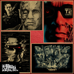 终结者 The Terminator  牛皮纸电影海报装饰画相框