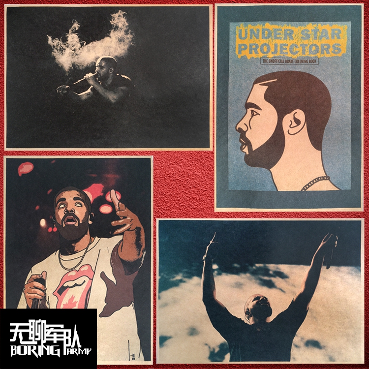 drake 公鸭 饶舌说唱牛皮纸海报嘻哈酒吧宿舍装饰画