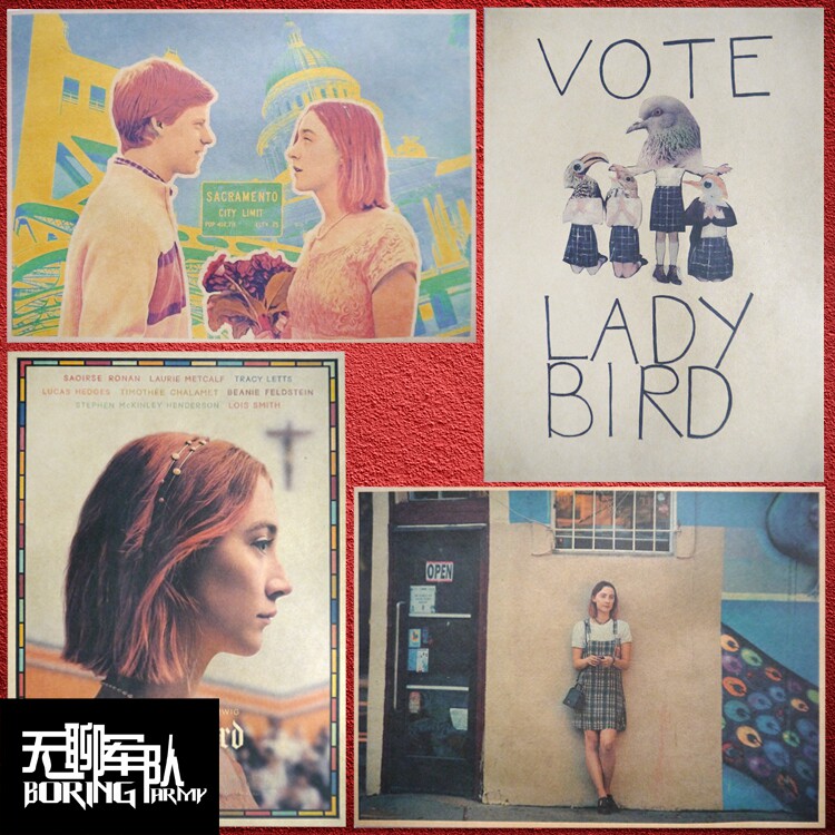 伯德小姐 lady bird 西尔莎·罗南 牛皮纸电影海报酒吧装饰画