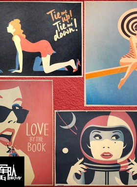 malika favre矢量插画女郎牛皮纸海报绘画艺术装饰画酒吧相框墙