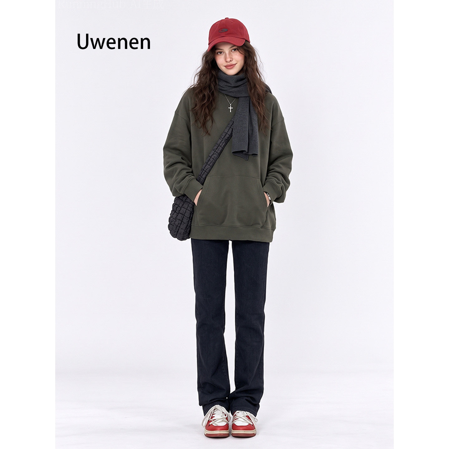 Uwenen牛仔裤女款2026新款秋冬高腰直通修身显瘦松弛感穿搭拖地裤