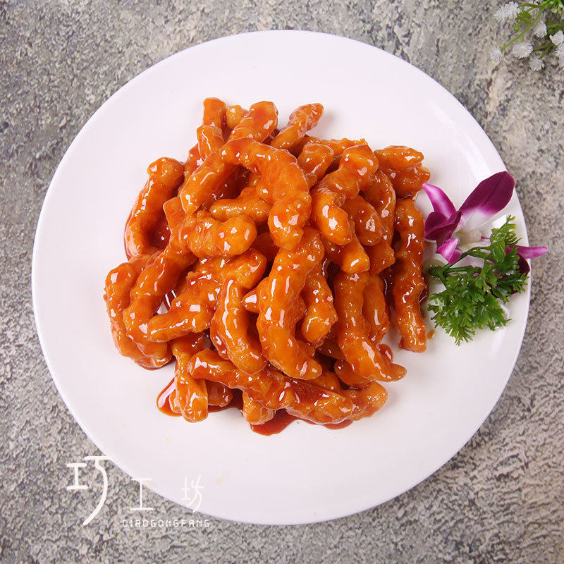 仿真食物炒菜糖醋里脊模型酒店明档假菜样品展示道具美食菜品模具