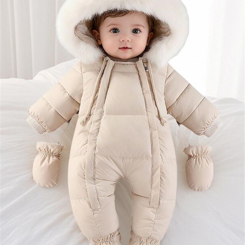 婴儿连体衣冬加厚外出服连脚宝宝冬季外夹棉加厚连体睡衣包被睡袋