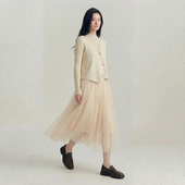 商场同步 25冬无袖 马甲 N1299 高领针织拼接蕾丝连衣裙套装 女