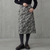 N639 商场同步 25冬复古气质A字后开叉收腰显瘦碎花半身裙女