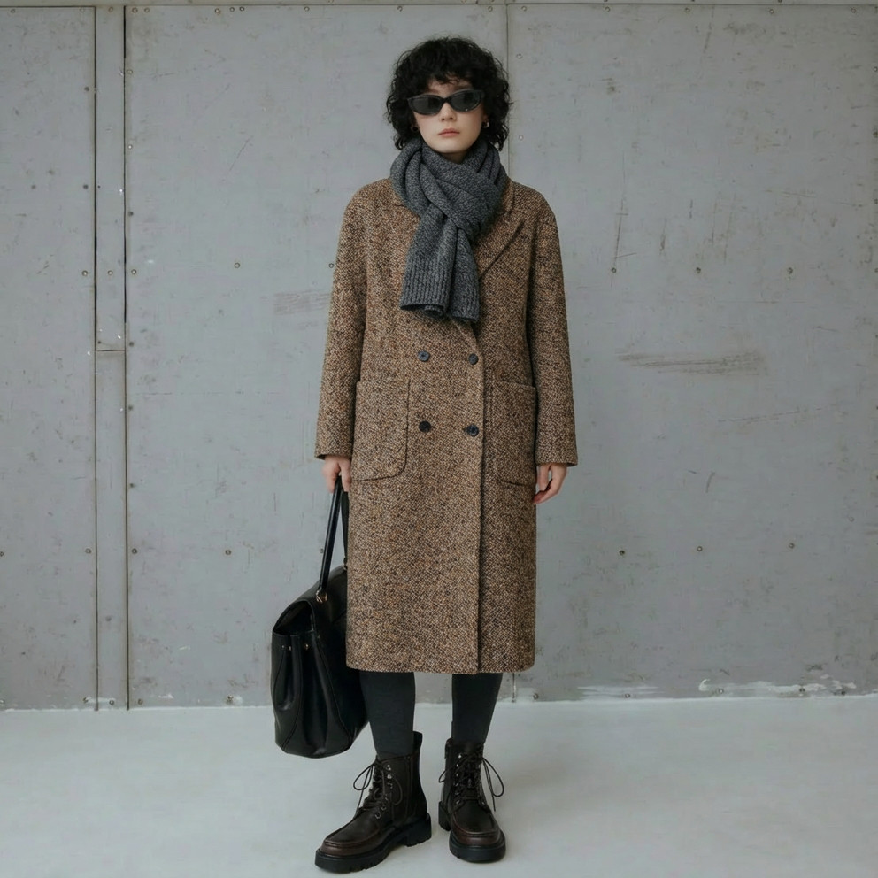 N2699~【商场同步】25冬绵羊毛+羊驼毛加厚保暖修身双面尼大衣女,女装/女士精品,毛呢外套,淘宝优惠券,粉丝福利购,淘宝优惠卷