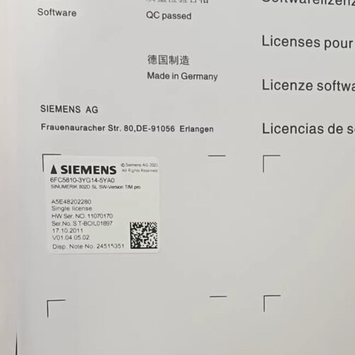 全新原装西门子802D SL数控软件内存卡66FC5810-6YG14-6YA0
