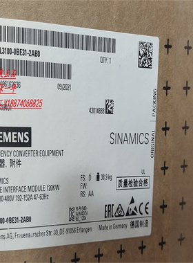 全新原装正品西门子驱动器模块6SL3100-0BE31-2AB0