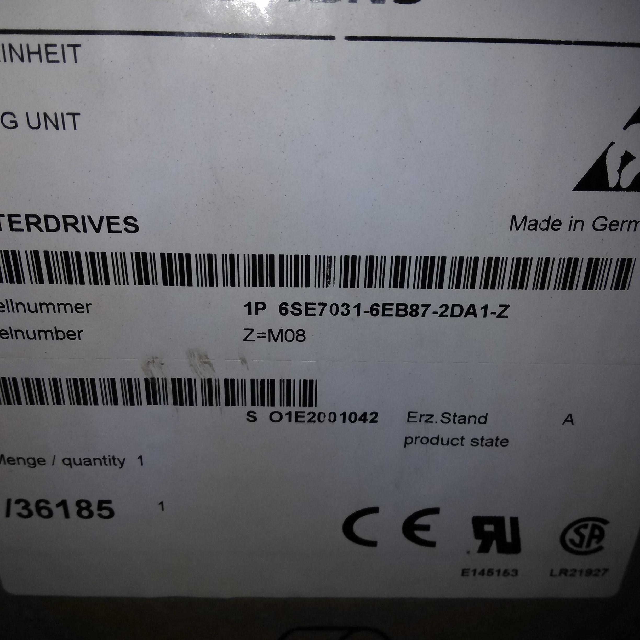 全新原装正品西门子伺服数控6SE7031-6EB87-2DA1-Z=M08