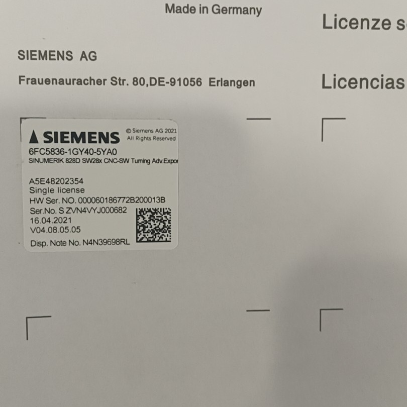 6FC5833-2GY40-4YA0全新原装西门子828D CF程序卡