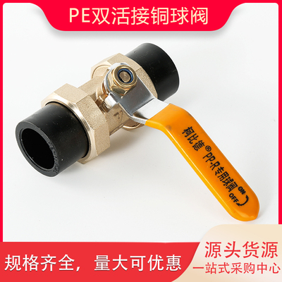 PE双活接铜球阀20-90热熔阀门