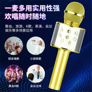 话筒音响一体麦克风家用唱K歌儿童无线蓝牙手机ktv全民WS858