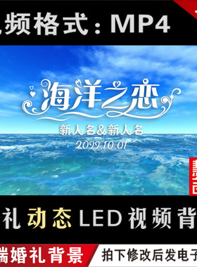 天海蓝色婚礼LED大屏幕动态视频设计海洋系定屏背景定制制作M021