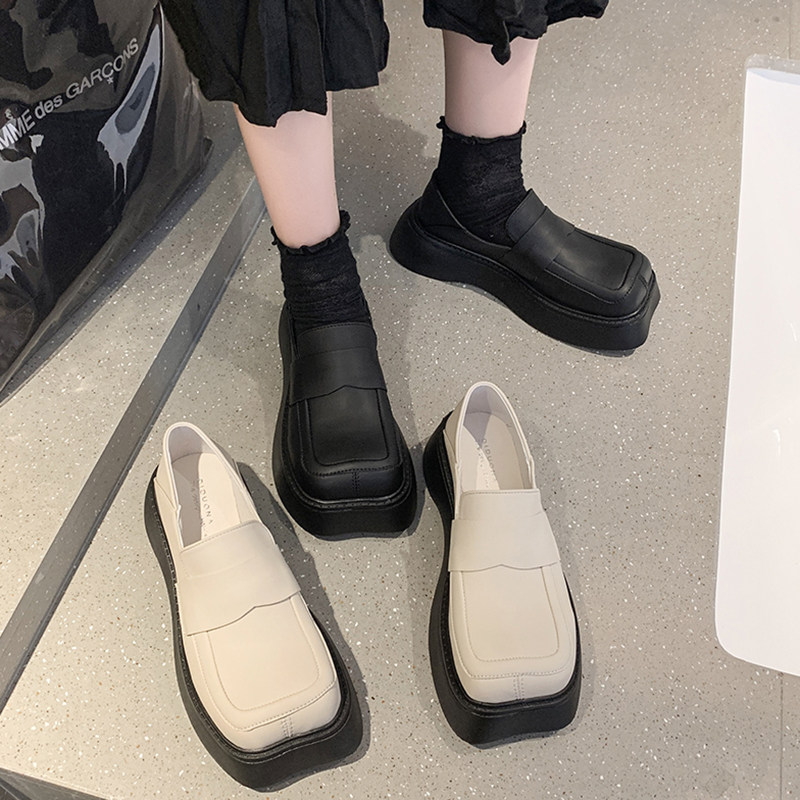 宽方头小皮鞋日系女jk2022春秋新款丑萌芒果厚底乐福鞋玛丽珍单鞋