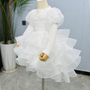 女童白色连衣裙花童婚纱礼服洛丽塔蓬蓬公主裙春新款 洋气生日礼物