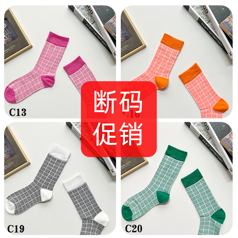 欧货潮袜ins潮夏季棉袜字母G小腿袜网红巴黎少女纯棉中筒袜长袜