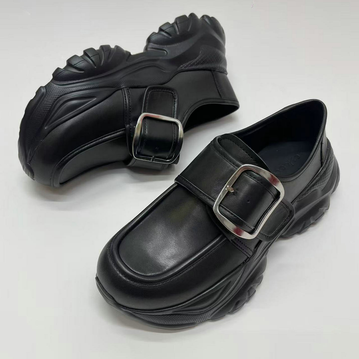 ESKEIN牛皮厚底乐福鞋轻便