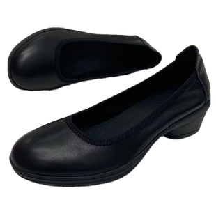实用型空乘空姐工作鞋黑色软底防滑职业上班真皮通勤单鞋中跟4CM