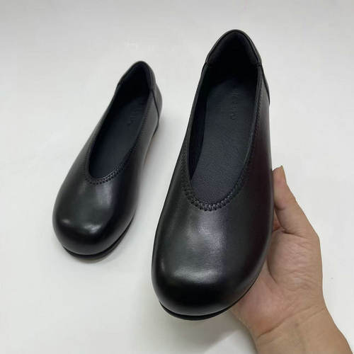 ESKEIN法式羊皮奶奶鞋平底妈妈鞋