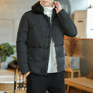 20中式复古棉衣男宽松大码盘扣棉服唐装毛领外套QT6005-M99图片