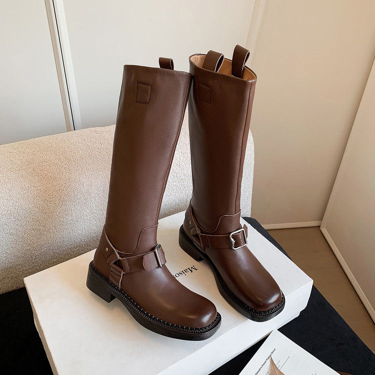 2025新款真皮头层牛皮长靴子时装靴骑士靴高筒靴子马丁靴大牌女靴