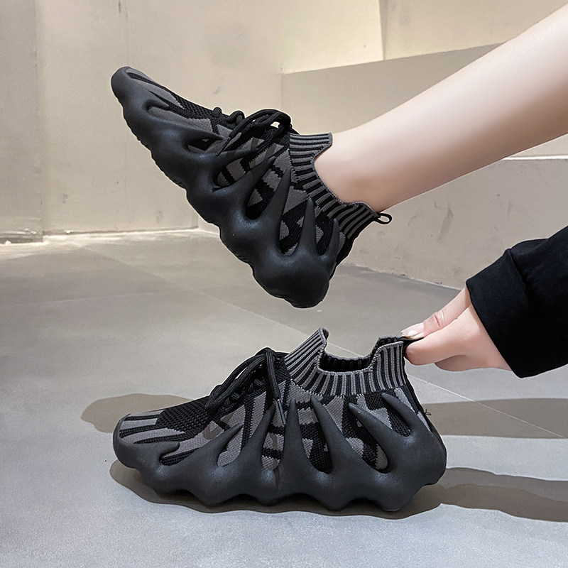 运动饺子鞋女2023春夏新款网红ins潮百搭八爪鱼底系带休闲老爹鞋