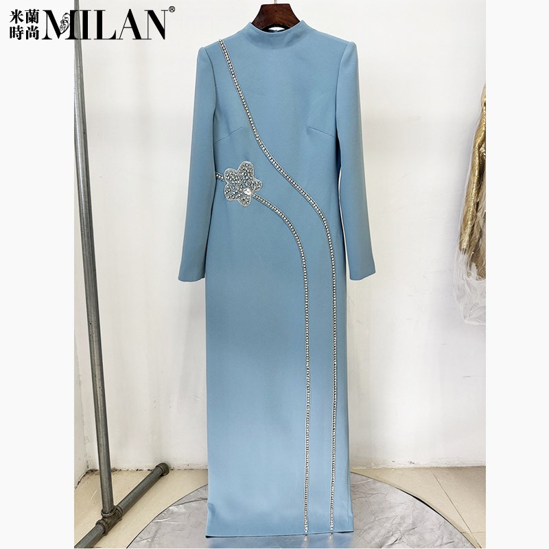明星礼服长裙重工镶钻绣花连衣裙图片