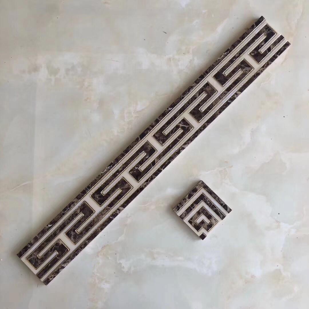 欧式客厅过道瓷砖串边线 现代简约13*80波导线拼花腰线踢脚线