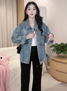 复古宽松牛仔外套女春秋新款时尚百搭设计感小众学生长袖上衣夹克