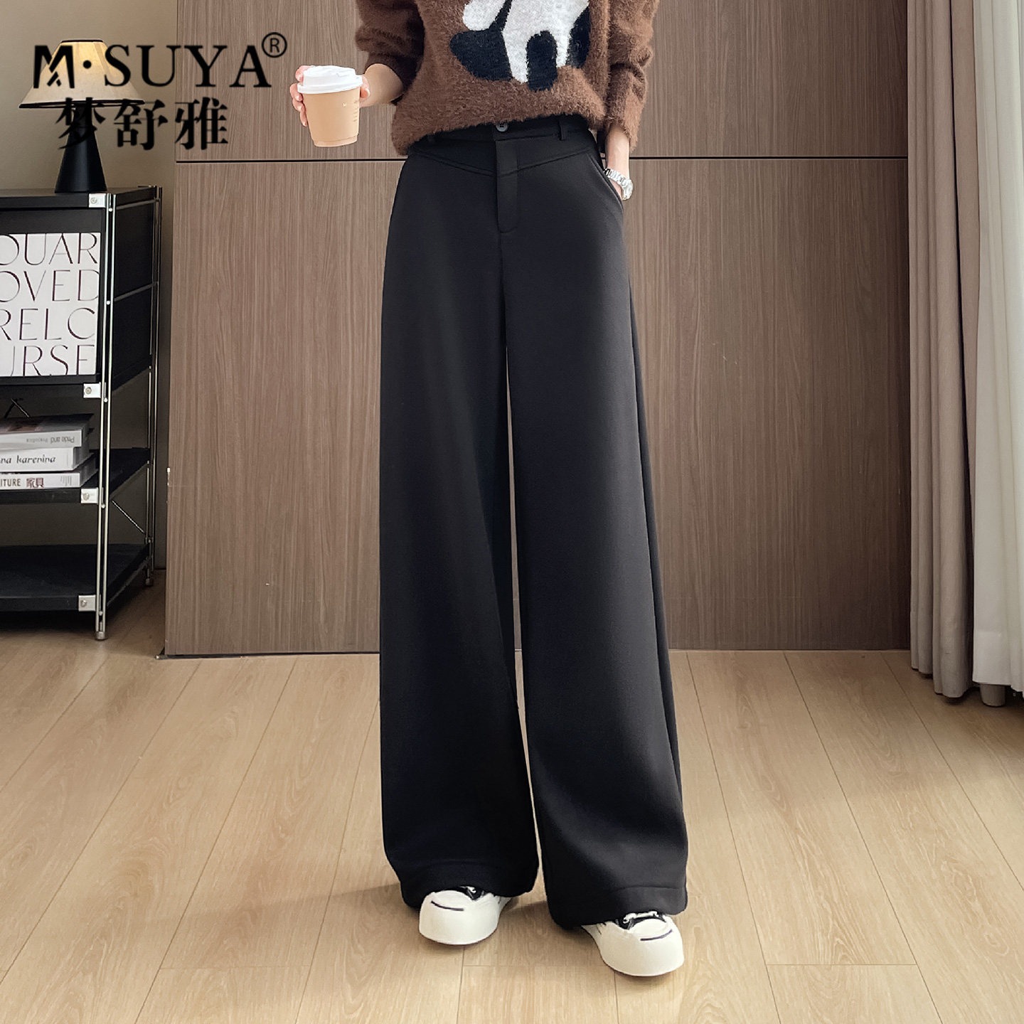 梦舒雅加绒阔腿裤女冬季高腰梨形显瘦通勤百搭保暖加厚宽松直筒裤,女装/女士精品,休闲裤,淘宝优惠券,粉丝福利购,淘宝优惠卷