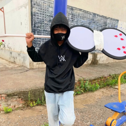嘉豪战衣艾伦沃克同款卫衣男女童秋冬加绒连帽上衣裤子套装衣服潮