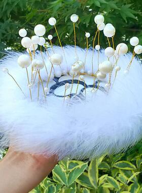 车载羽毛珍珠汽车防滑垫中控台汽车副驾驶摆件防滑垫子用品